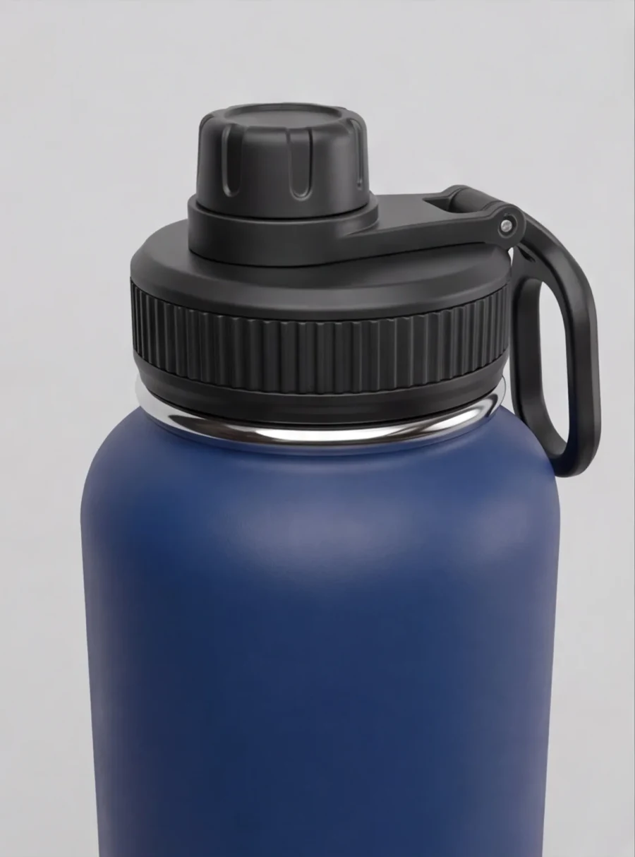The standard sealed cap of the Living Aqua bottle, close up
