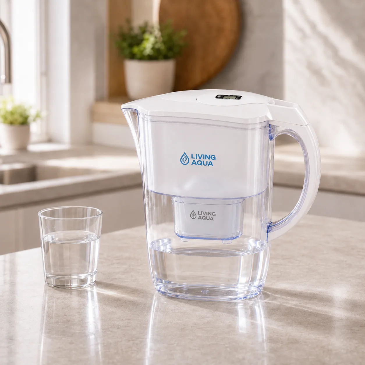 Photo 3 White alkaline pitcher on a kitchen counter