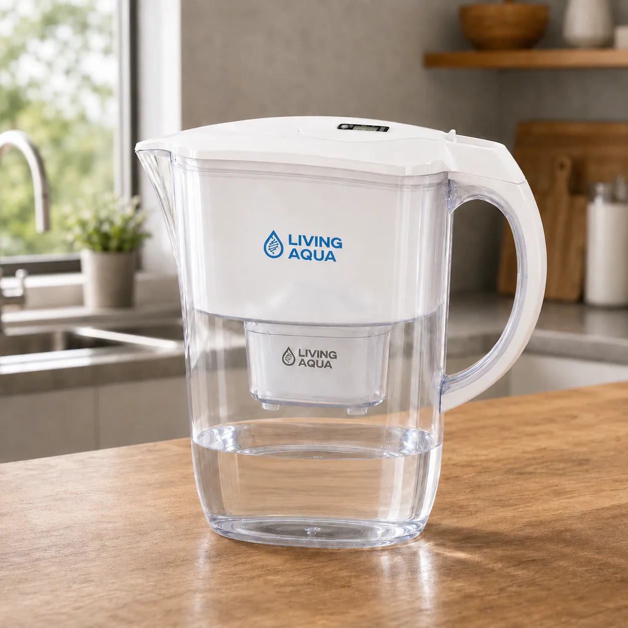 Photo 4 White alkaline pitcher, side view