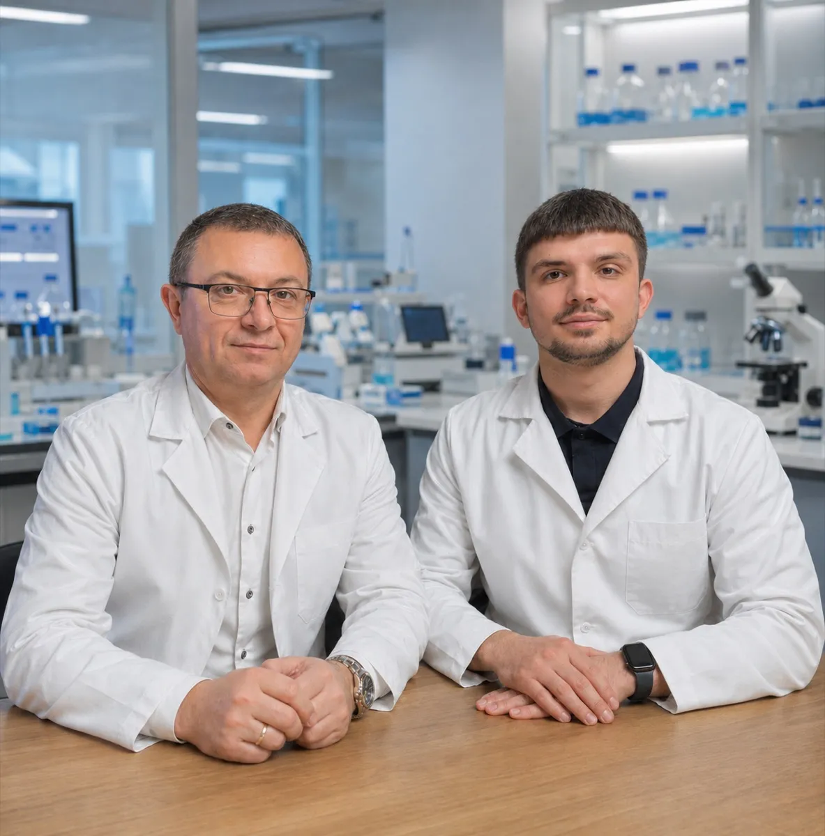 Prof. Oleh Pokotylo and Ivan Kulchytskyi in the laboratory